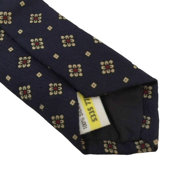 St Michael Mens Silk Neck Tie Blue Gold Red Geometric Dressy Necktie Made in UK - Picture 7 of 8
